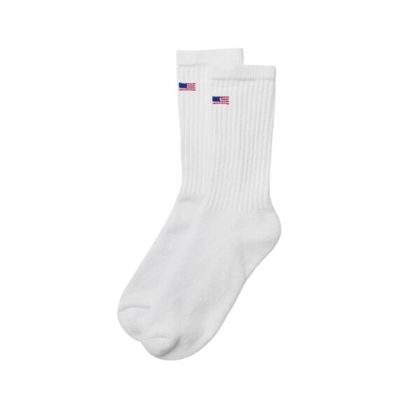 American Trench White Flag Crew Socks 2-Pack, Patriotic, Made in USA - Picture 2 of 2